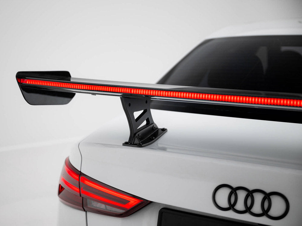 Carbon Spoiler With Internal Brackets Uprights + LED compatible with Audi A3 / A3 S Line / S3 / RS 3 Sedan 8V / 8V Facelift