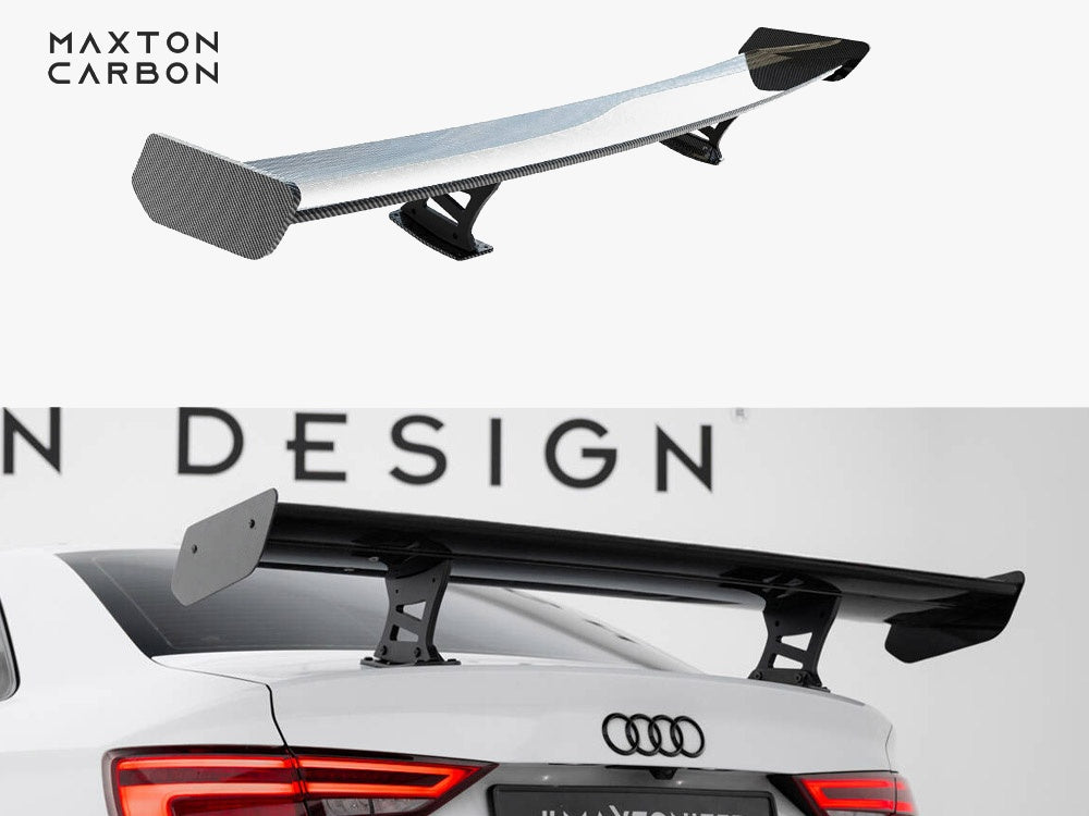 Carbon Spoiler With Internal Brackets Uprights compatible with Audi A3 / A3 S Line / S3 / RS 3 Sedan 8V / 8V Facelift