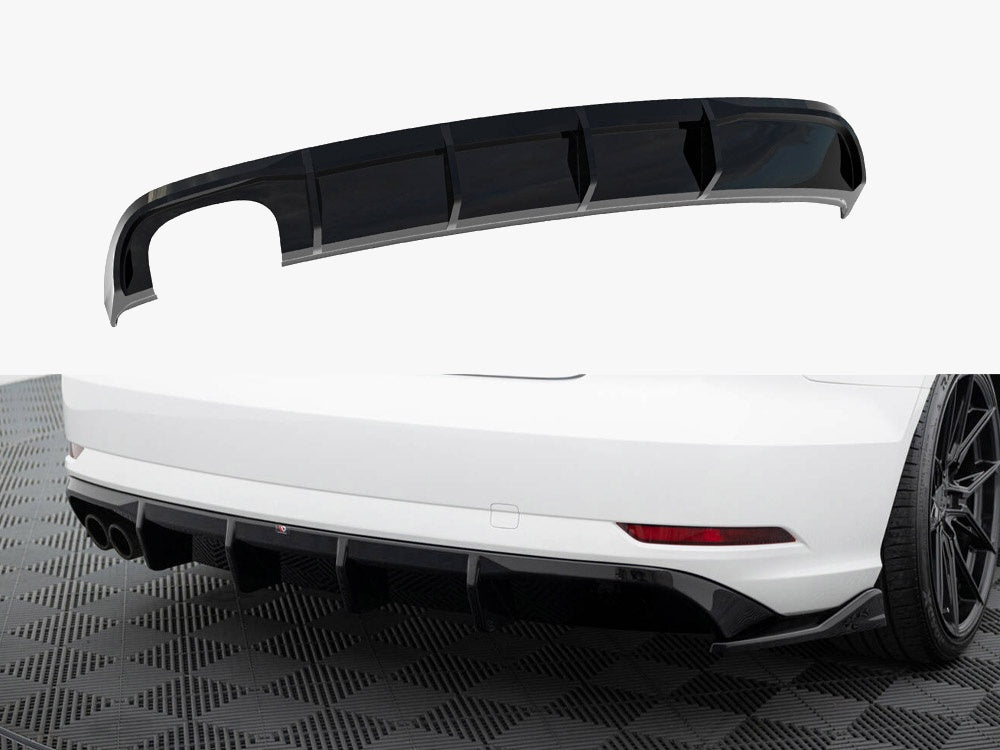 Rear Valance compatible with Audi A3 Sedan 8V Facelift (Version with dual exhaust tips on one Side)