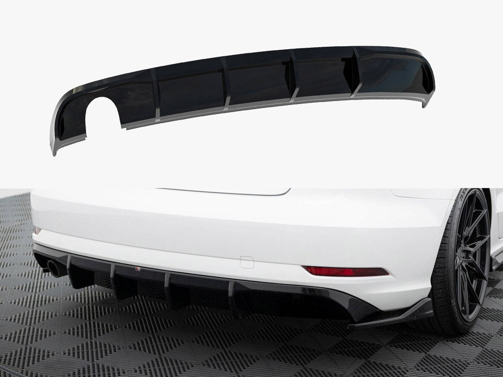 Rear Valance compatible with Audi A3 Sedan 8V Facelift (Version with single exhaust tips on one Side)