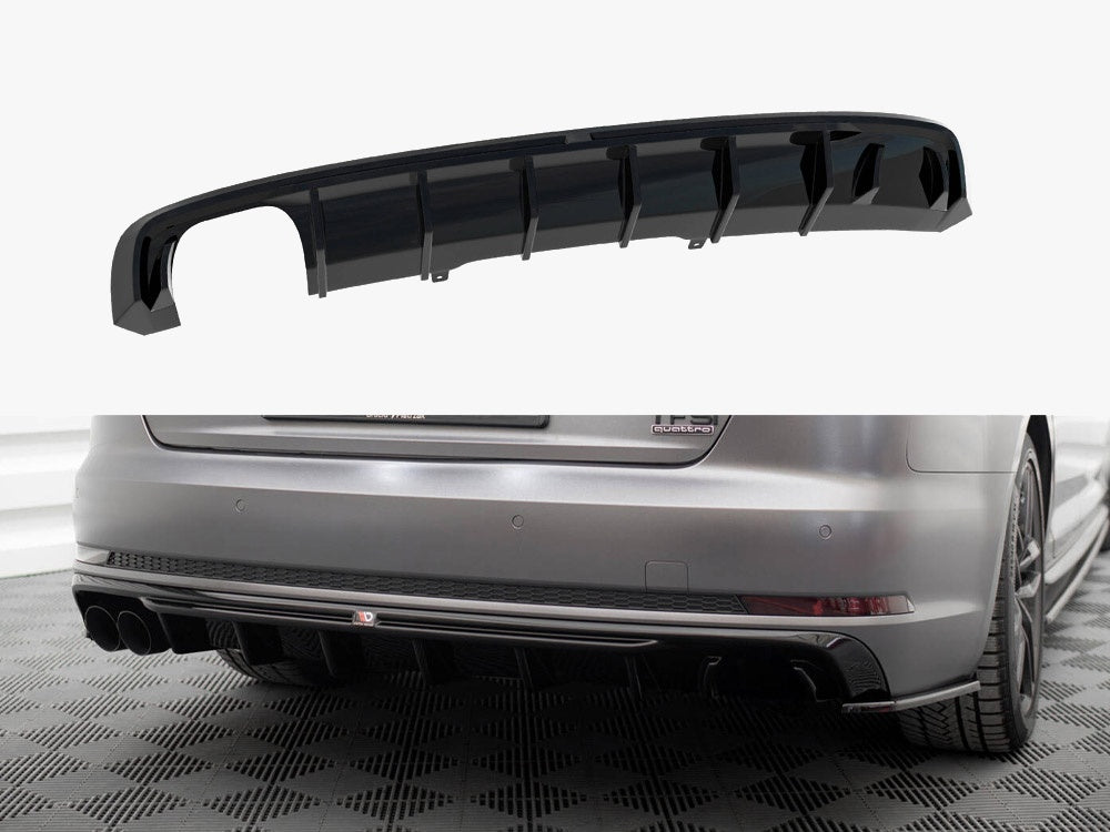 Rear Valance V.1 compatible with Audi A4 S Line B9 (Version with dual exhaust tips on one Side)