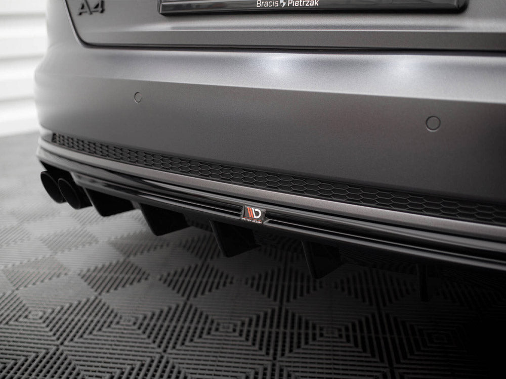 Rear Valance V.1 compatible with Audi A4 S Line B9 (Version with dual exhaust tips on one Side)