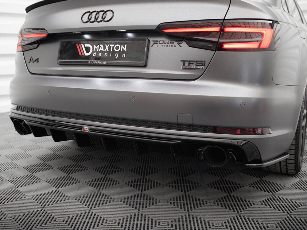 Rear Valance V.1 compatible with Audi A4 S Line B9 (Version with single exhaust tips on both sides)