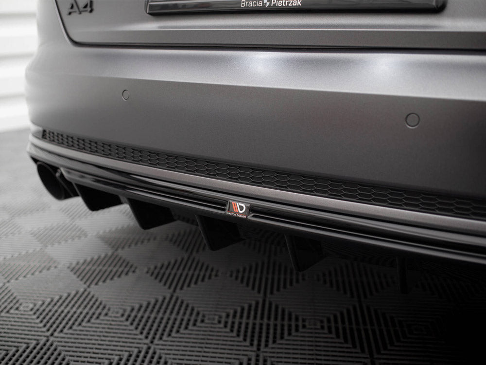 Rear Valance V.1 compatible with Audi A4 S Line B9 (Version with single exhaust tips on both sides)