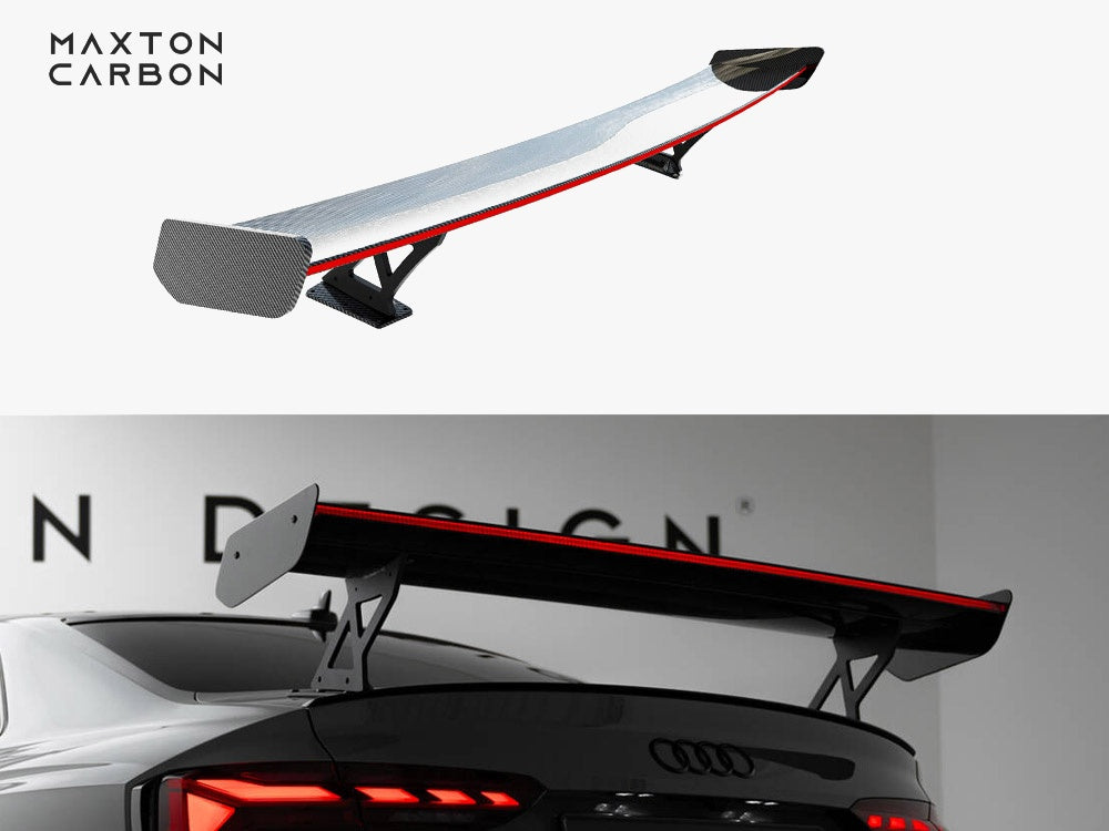 Carbon Spoiler With External Brackets Uprights V.1 + LED compatible with Audi A5 / A5 S Line / S5 / RS 5 Coupe F5 / F5 Facelift