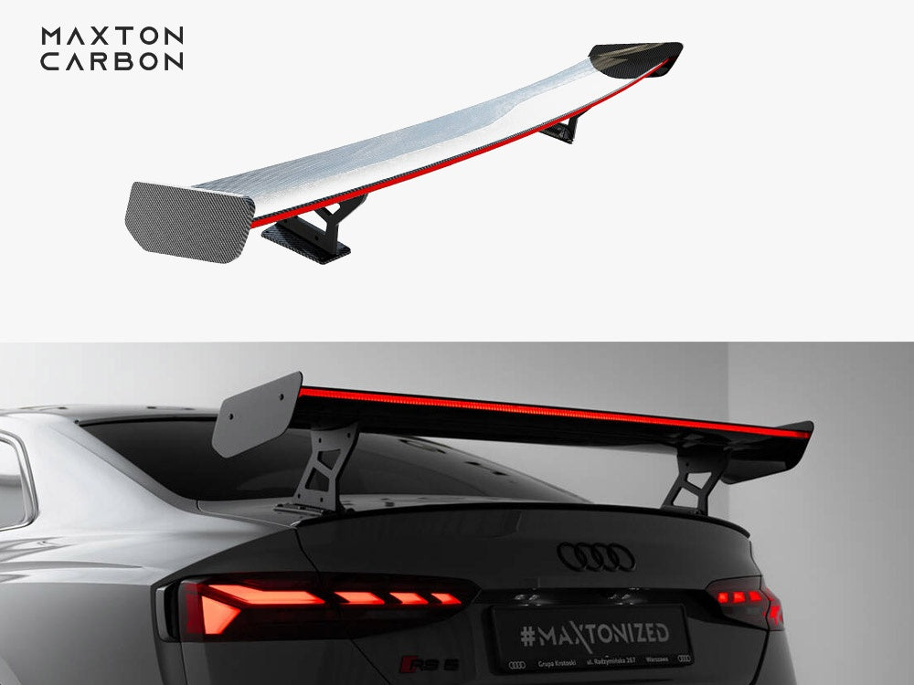 Carbon Spoiler With External Brackets Uprights V.2 + LED compatible with Audi A5 / A5 S Line / S5 / RS 5 Coupe F5 / F5 Facelift