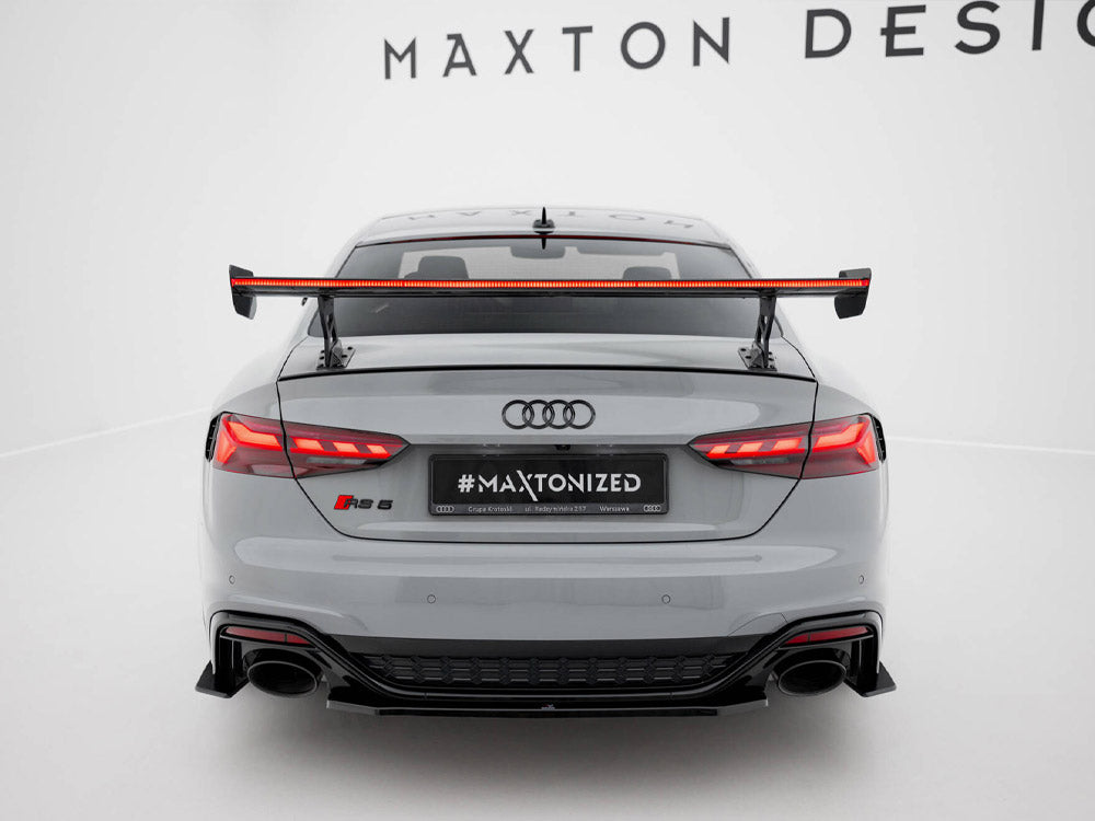 Carbon Spoiler With External Brackets Uprights V.2 + LED compatible with Audi A5 / A5 S Line / S5 / RS 5 Coupe F5 / F5 Facelift
