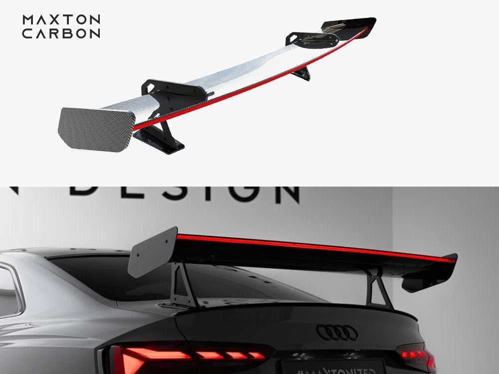 Carbon Spoiler With Upper Swan Mounting + LED compatible with Audi A5 / A5 S Line / S5 / RS 5 Coupe F5 / F5 Facelift