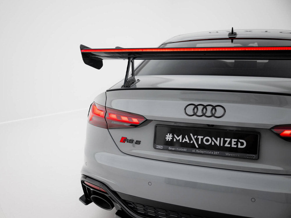 Carbon Spoiler With Upper Swan Mounting + LED compatible with Audi A5 / A5 S Line / S5 / RS 5 Coupe F5 / F5 Facelift