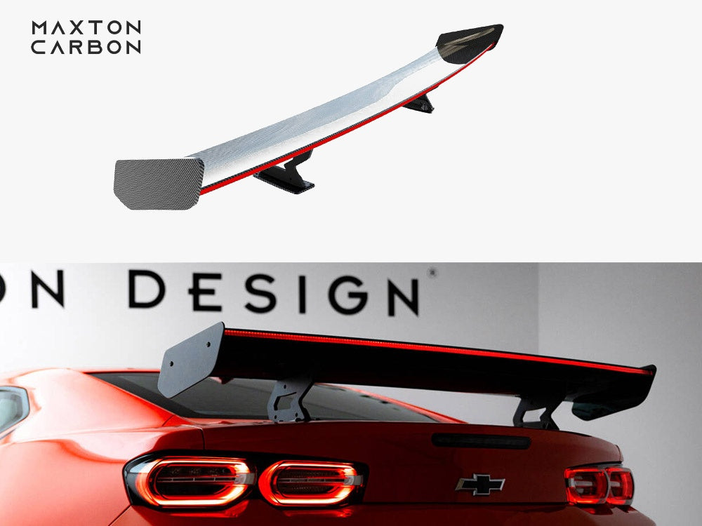 Carbon Spoiler With Internal Brackets Uprights + LED compatible with Chevrolet Camaro SS Mk6 Facelift