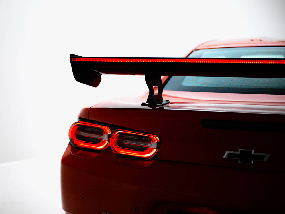 Carbon Spoiler With Internal Brackets Uprights + LED compatible with Chevrolet Camaro SS Mk6 Facelift