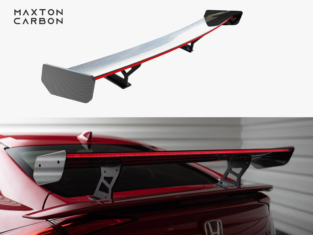 Carbon Spoiler With Internal Brackets Uprights + LED compatible with Honda Civic Si Mk10