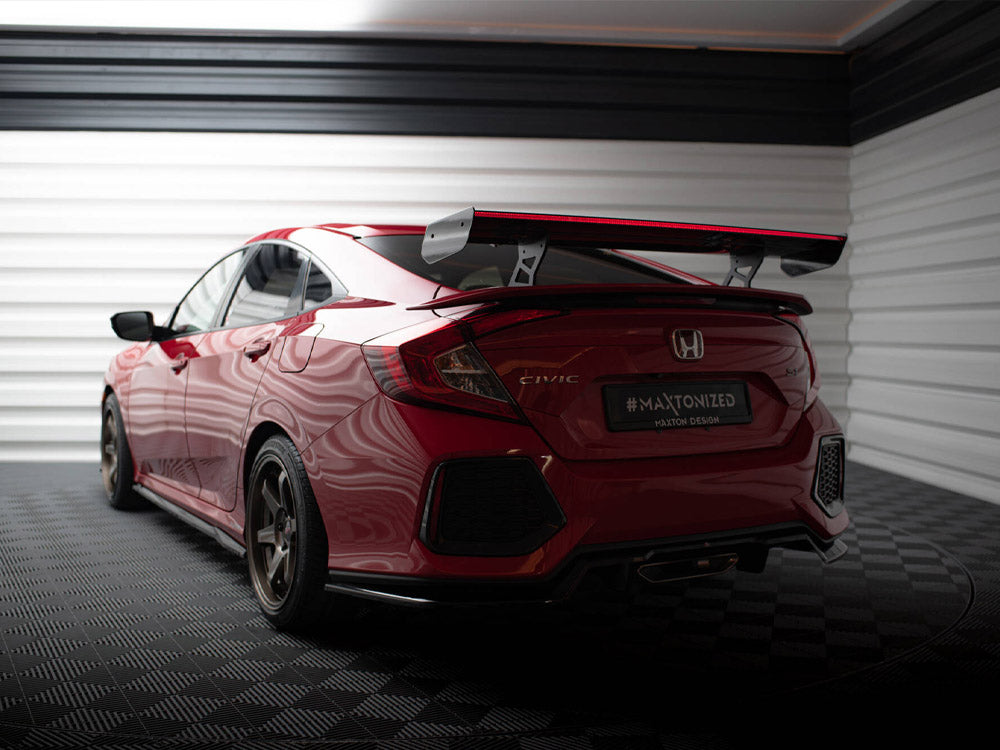 Carbon Spoiler With Internal Brackets Uprights + LED compatible with Honda Civic Si Mk10