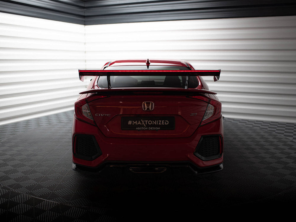 Carbon Spoiler With Internal Brackets Uprights + LED compatible with Honda Civic Si Mk10