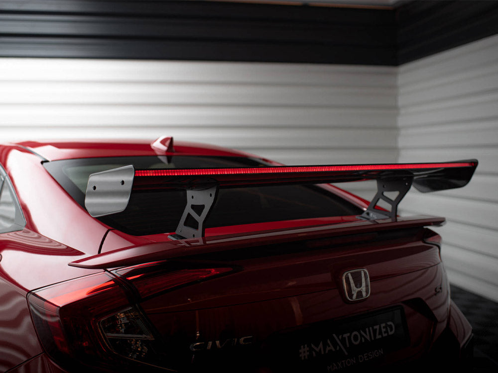 Carbon Spoiler With Internal Brackets Uprights + LED compatible with Honda Civic Si Mk10