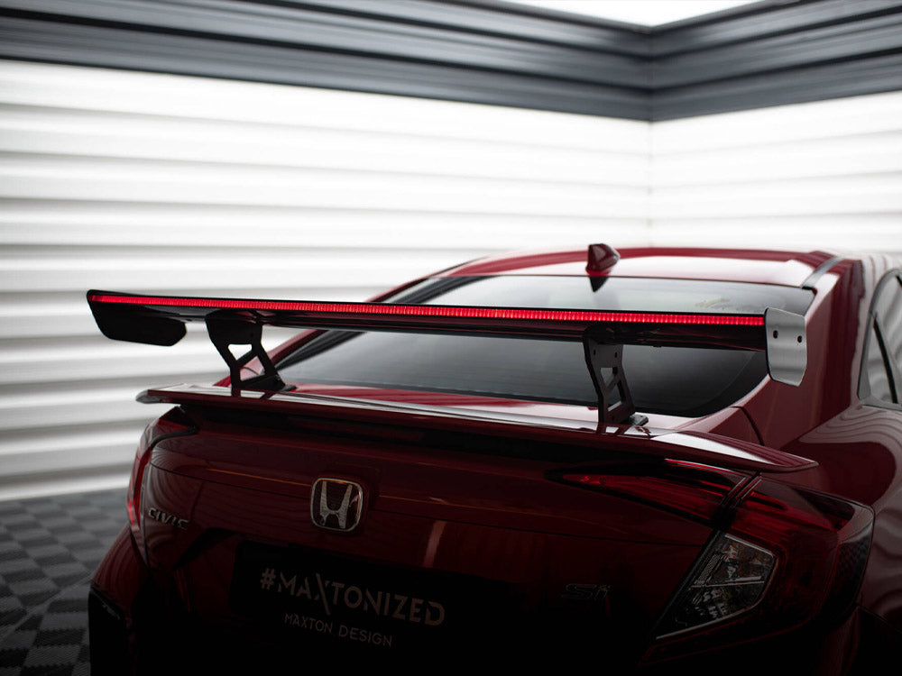 Carbon Spoiler With Internal Brackets Uprights + LED compatible with Honda Civic Si Mk10