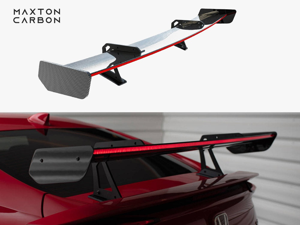 Carbon Spoiler With Upper Swan Mounting + LED compatible with Honda Civic Si Mk10