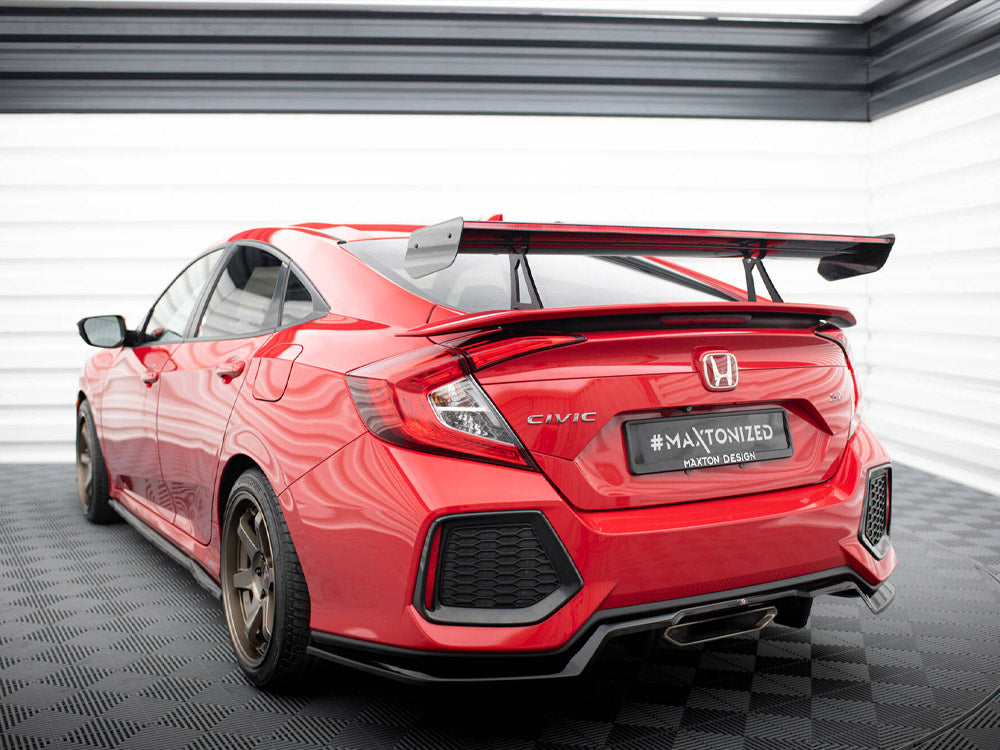 Carbon Spoiler With Upper Swan Mounting + LED compatible with Honda Civic Si Mk10