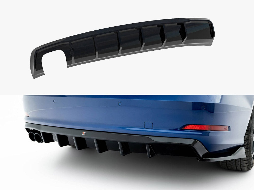 Rear Valance compatible with Audi A3 Sedan 8V (Version with dual exhaust tips on one Side)