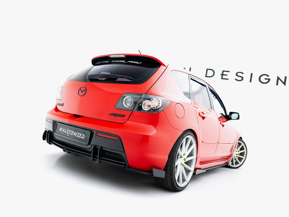 Street PRO Rear Side Splitters + Flaps compatible with Mazda3 MPS Mk1 EU Version