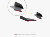 Street Pro Rear Side Splitters + Flaps compatible with Audi RS 3 Sedan 8V Facelift - Black-Red + Gloss Flaps