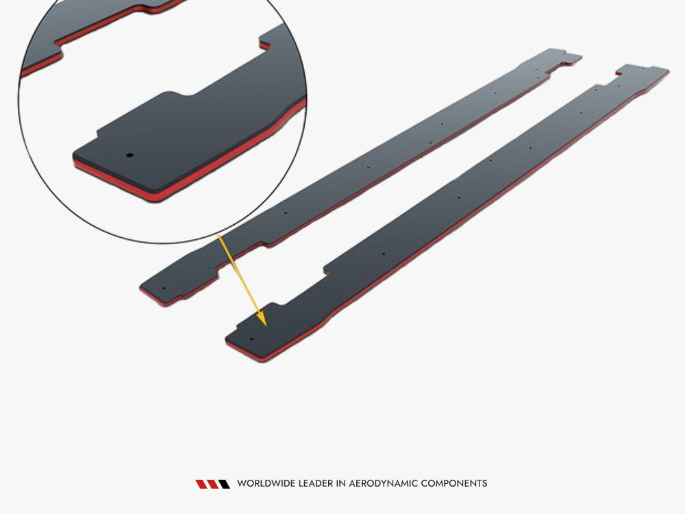 Street PRO Side Skirts Diffusers compatible with Renault Clio RS Mk4 - Black-Red