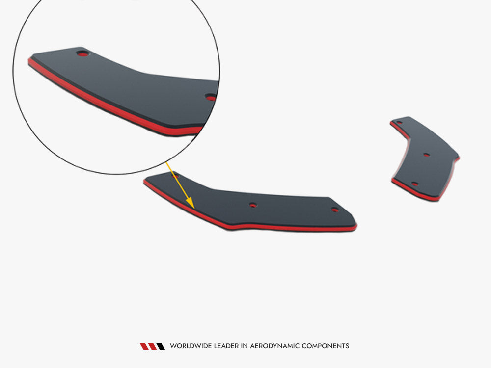 Street Pro Rear Side Splitters compatible with Hyundai i30 N Fastback Mk3 Facelift - Black-Red