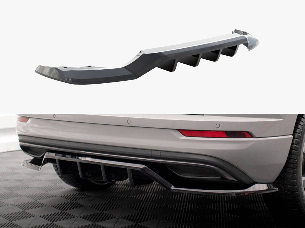 Rear Splitter (Vertical Bars) compatible with Skoda Karoq Sportline Mk1 Facelift - Carbon Look