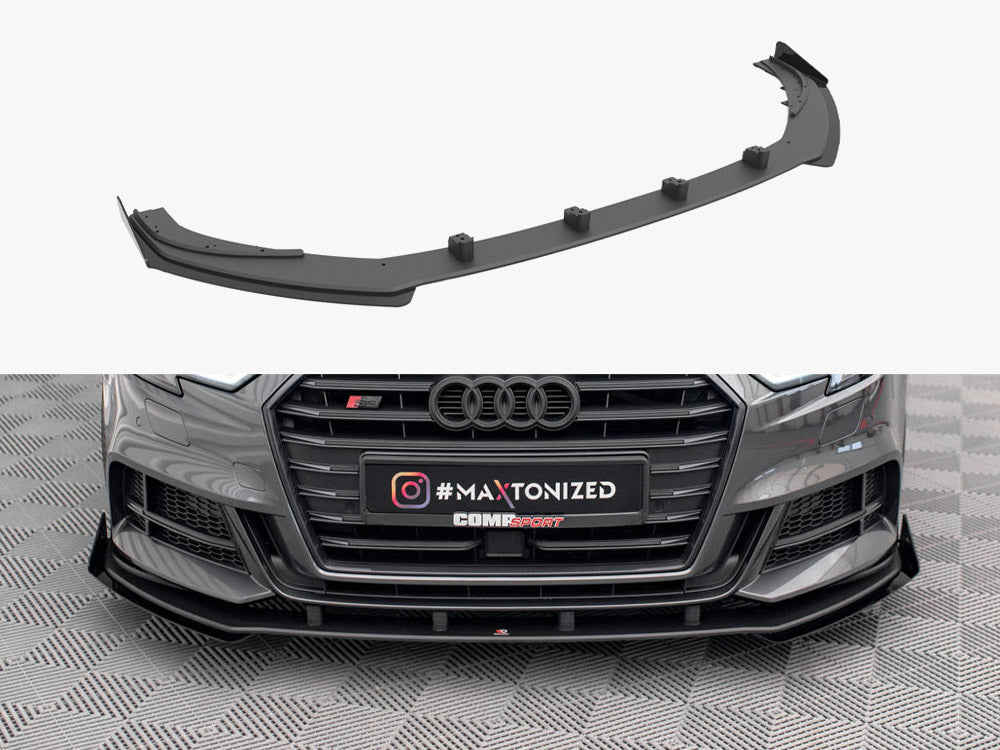 Street PRO Front Splitter V.1 + Flaps compatible with Audi S3 / A3 S Line Sportback 8V Facelift
