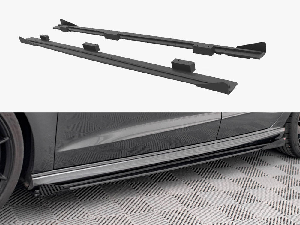 Street PRO Side Skirts Diffusers + Flaps compatible with Audi S3 / A3 S Line Sportback 8V Facelift