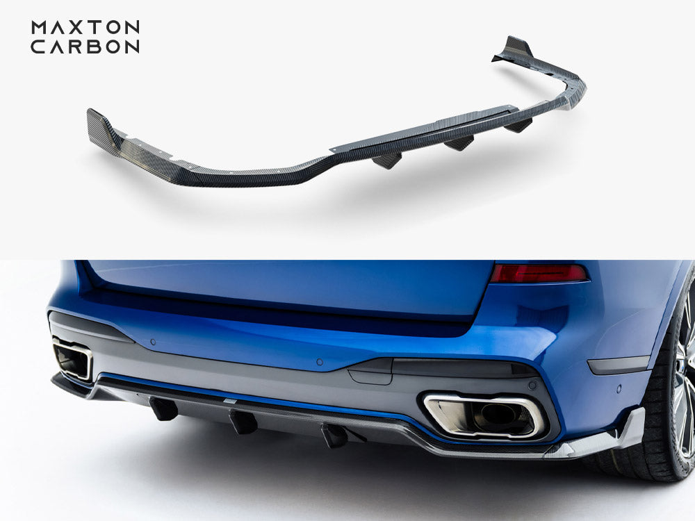 Prepreg Carbon Fiber Rear Diffuser compatible with BMW X7 M-Pack G07 / G07 Facelift (Version with towbar)