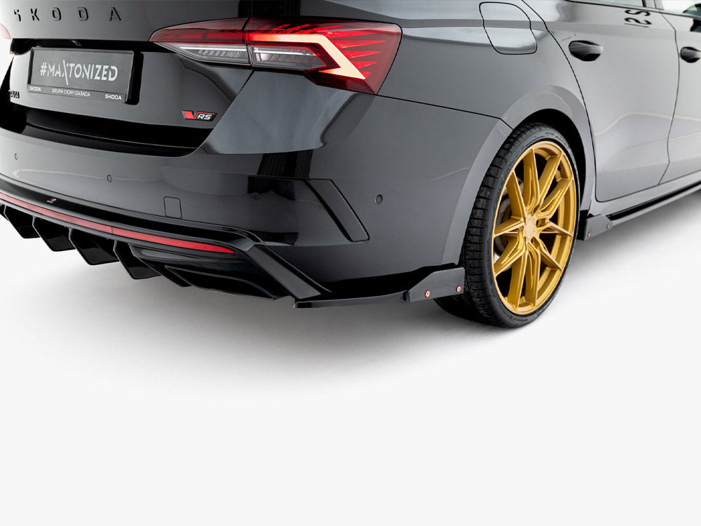 Rear Side Splitters V.4 + Flaps compatible with Skoda Octavia RS Combi / Liftback Mk4 / Mk4 Facelift