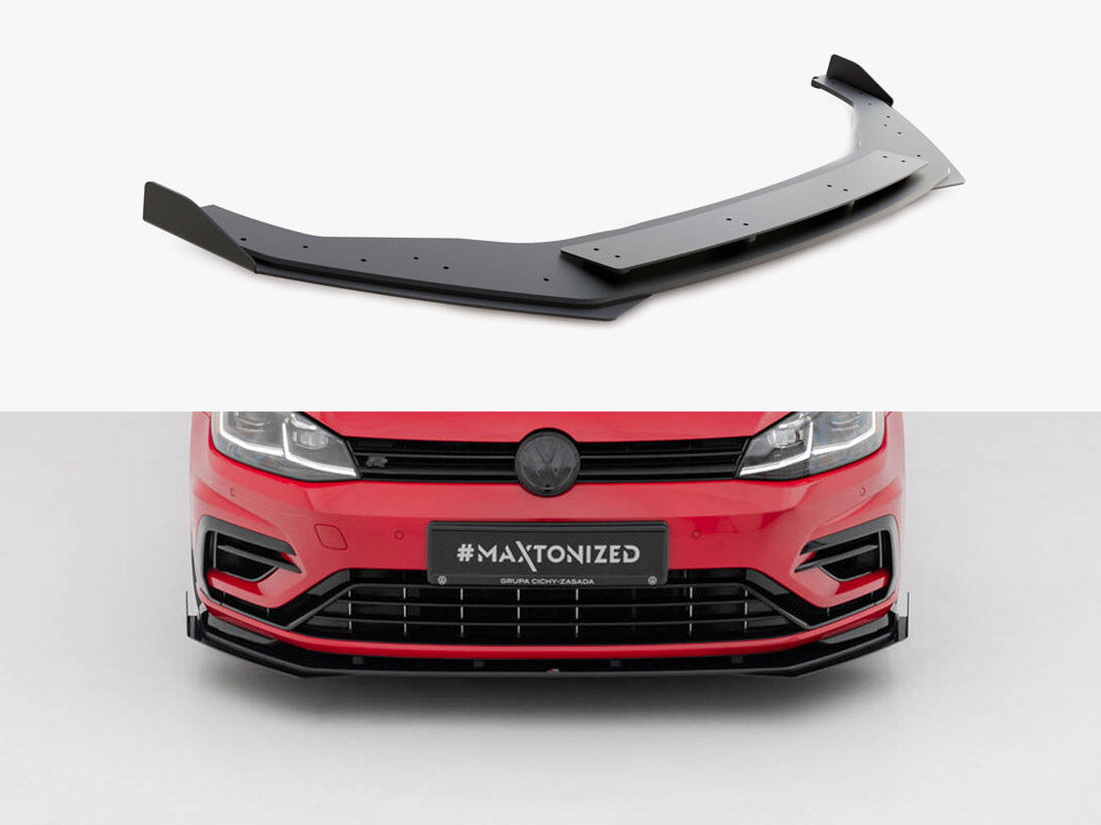 Street PRO Front Splitter + Flaps compatible with Volkswagen Golf R / R-Line Mk7 Facelift