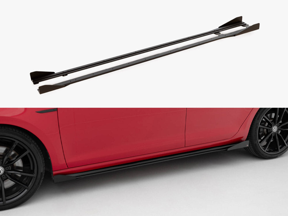 Street PRO Side Skirts Diffusers + Flaps compatible with Volkswagen Golf R / R-Line Mk7 Facelift