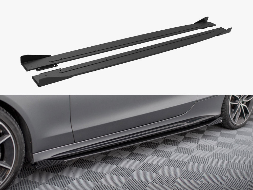Street PRO Side Skirt Diffusers + Flaps compatible with Mercedes-AMG C43 Coupe / Cabrio C205 Facelift / A205 Facelift