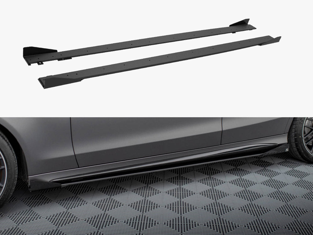 Street PRO Side Skirts Diffusers + Flaps compatible with Mercedes-AMG C63 Sedan / Estate W205 Facelift