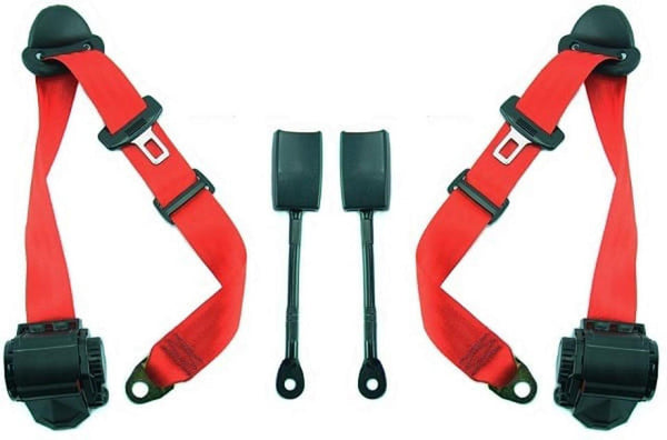Fabspeed Porsche 993 Carrera RS-Style Red 3 Point Replacement Seat Belts (1994-1998)